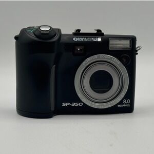 Olympus SP-350 Digital Camera 8.0MP 3x Optical Zoom Black Point and Shoot Tested